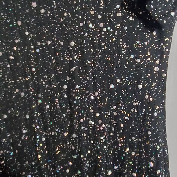 Huskary | NWT Black Maxi Length Dress w/Metallic Polka Dots and Pockets | Size M - Picture 6 of 8